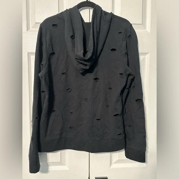 Yogalicious Distressed Cutout Black Hoodie Size XL - Picture 2 of 3